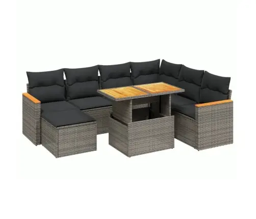 8-Daļīgs Dārza Dīvāna Komplekts Ar Matračiem, Pelēks Pe Pinums Vidaxl