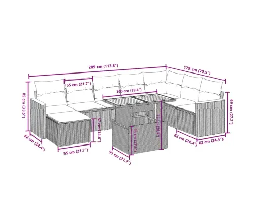 9-Daļīgs Dārza Dīvāna Komplekts, Matrači, Melna Pe Rotangpalma Vidaxl