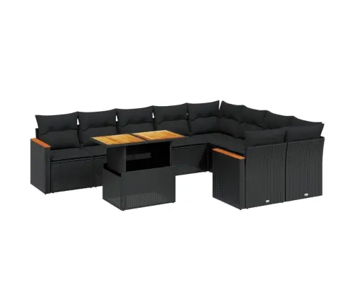 Sodo Komplektas Su Pagalvėlėmis, 10 Dalių, Juodas, Poliratanas