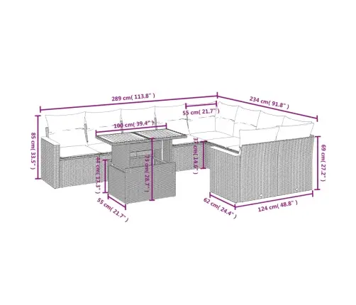 Sodo Komplektas Su Pagalvėlėmis, 10 Dalių, Juodas, Poliratanas
