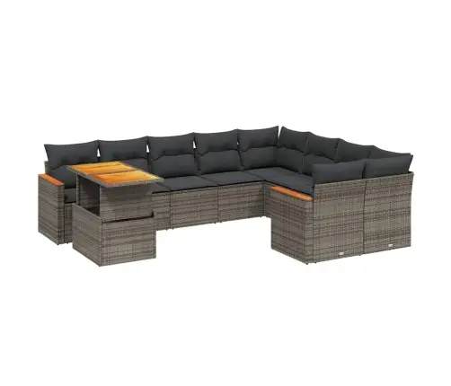 Sodo Komplektas Su Pagalvėlėmis, 10 Dalių, Pilkas, Poliratanas