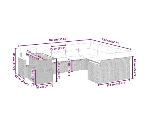 Sodo Komplektas Su Pagalvėlėmis, 10 Dalių, Pilkas, Poliratanas