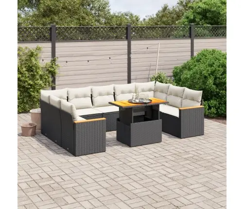 11-Daļīgs Dārza Dīvāna Komplekts, Matrači, Melna Pe Rotangpalma Vidaxl