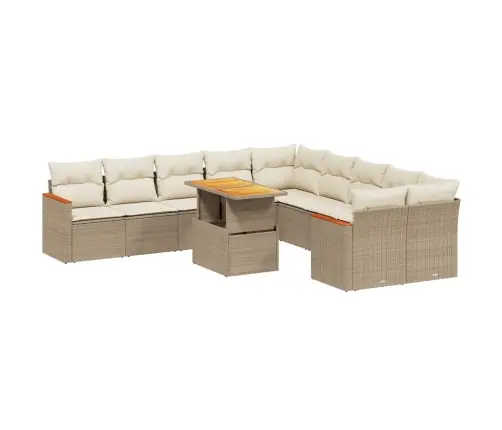 11-Daļīgs Dārza Dīvāna Komplekts, Matrači, Bēša Pe Rotangpalma Vidaxl