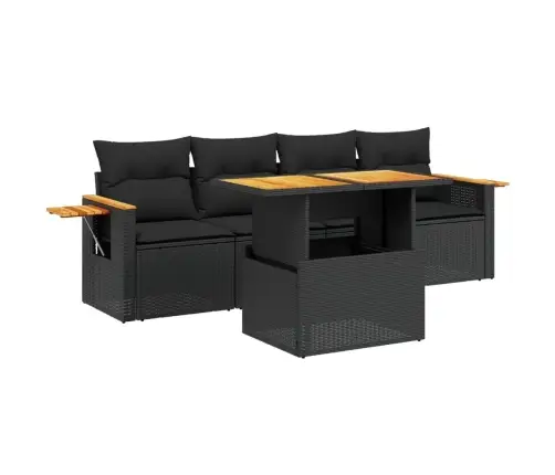 5-Osaline Aiadiivanikomplekt Patjadega, Must, Polürotang