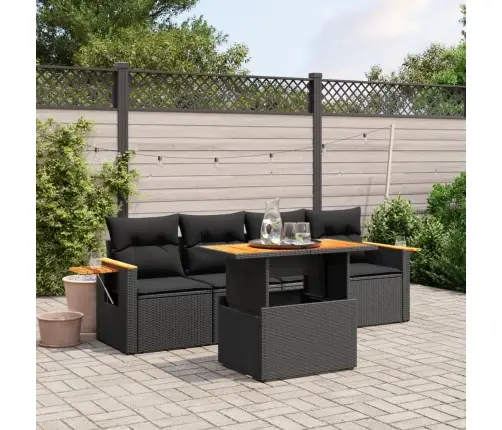 5-Osaline Aiadiivanikomplekt Patjadega, Must, Polürotang