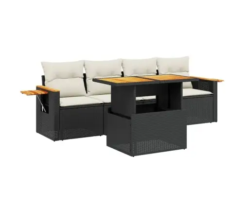 5-Daļīgs Dārza Dīvāna Komplekts Ar Matračiem, Pe Rotangpalma Vidaxl