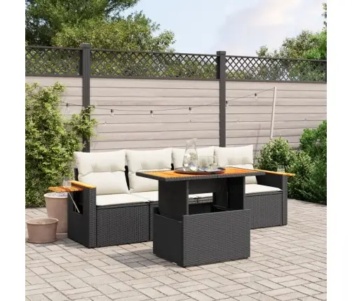 5-Daļīgs Dārza Dīvāna Komplekts Ar Matračiem, Pe Rotangpalma Vidaxl