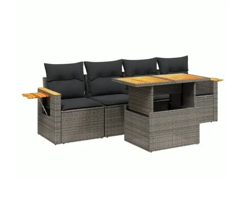 Sofos Komplektas Su Pagalvėlėmis, 5 Dalių, Pilkas, Poliratanas