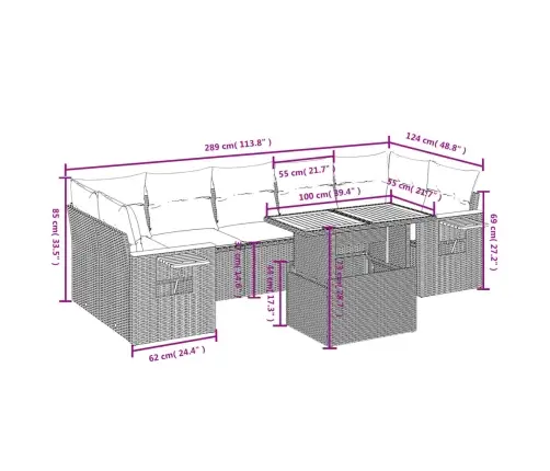Sofos Komplektas Su Pagalvėlėmis, 8 Dalių, Smėlio, Poliratanas
