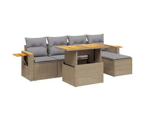 6-Daļīgs Dārza Dīvāna Komplekts, Matrači, Bēša Pe Rotangpalma Vidaxl