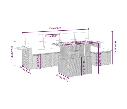 6-Daļīgs Dārza Dīvāna Komplekts, Matrači, Bēša Pe Rotangpalma Vidaxl