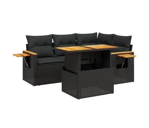 5-Osaline Aiadiivanikomplekt Patjadega, Must, Polürotang