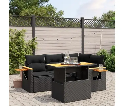 5-Osaline Aiadiivanikomplekt Patjadega, Must, Polürotang