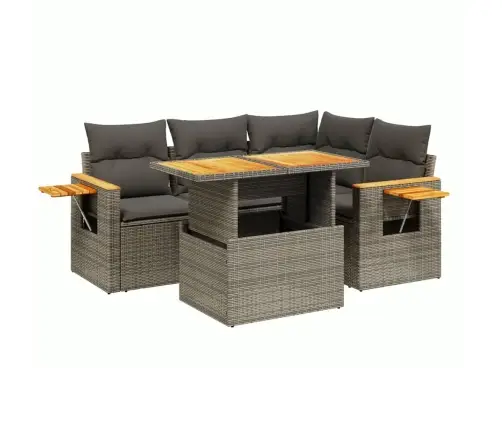 5-Osaline Aiamööblikomplekt Istmepatjadega, Polürotang, Hall