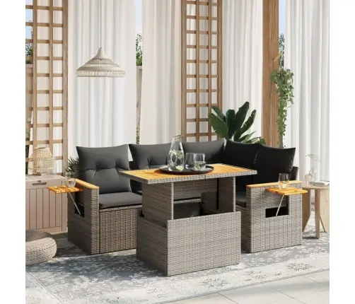 5-Osaline Aiamööblikomplekt Istmepatjadega, Polürotang, Hall