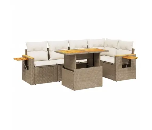 Sofos Komplektas Su Pagalvėlėmis, 6 Dalių, Smėlio, Poliratanas