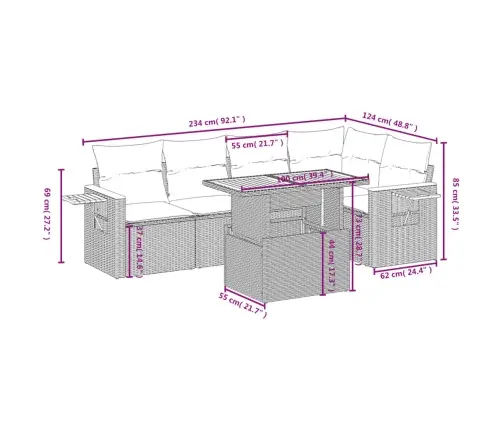 Sofos Komplektas Su Pagalvėlėmis, 6 Dalių, Smėlio, Poliratanas