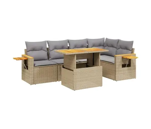 6-Daļīgs Dārza Dīvāna Komplekts, Matrači, Bēša Pe Rotangpalma Vidaxl