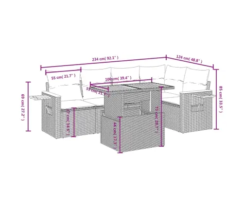 6-Daļīgs Dārza Dīvāna Komplekts, Matrači, Bēša Pe Rotangpalma Vidaxl