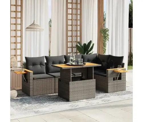 Sofos Komplektas Su Pagalvėlėmis, 6 Dalių, Pilkas, Poliratanas