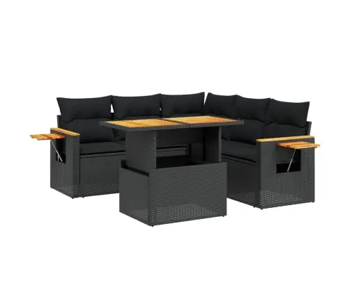 6-Daļīgs Dārza Dīvāna Komplekts, Matrači, Melna Pe Rotanpalma Vidaxl