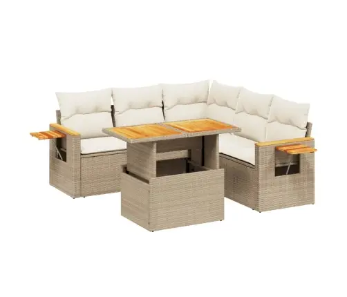 Sofos Komplektas Su Pagalvėlėmis, 6 Dalių, Smėlio, Poliratanas