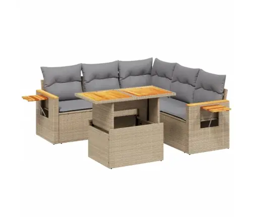 Sofos Komplektas Su Pagalvėlėmis, 6 Dalių, Smėlio, Poliratanas