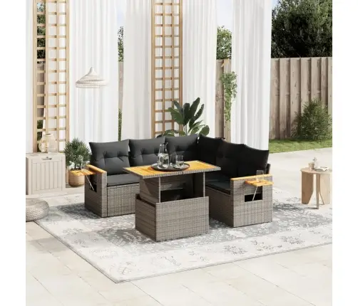 6-Daļīgs Dārza Dīvāna Komplekts Ar Matračiem, Pelēks Pe Pinums Vidaxl