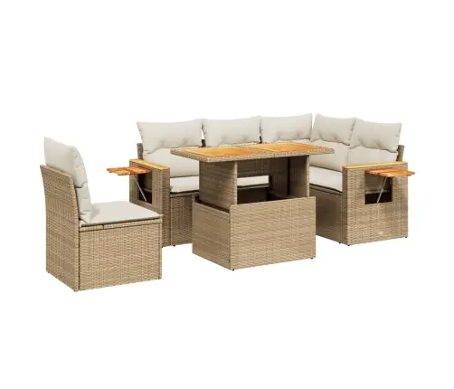 Sofos Komplektas Su Pagalvėlėmis, 6 Dalių, Smėlio, Poliratanas