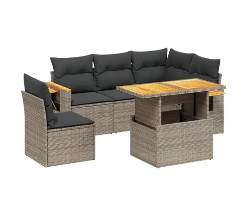 Sofos Komplektas Su Pagalvėlėmis, 6 Dalių, Pilkas, Poliratanas