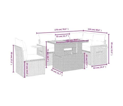Sofos Komplektas Su Pagalvėlėmis, 6 Dalių, Pilkas, Poliratanas