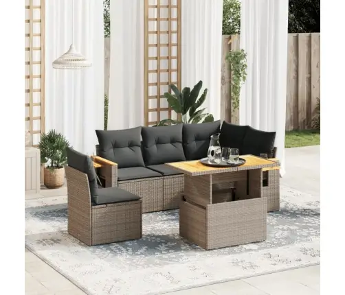 Sofos Komplektas Su Pagalvėlėmis, 6 Dalių, Pilkas, Poliratanas