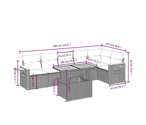 7-Osaline Aiadiivani Komplekt Patjadega, Beež, Polürotang