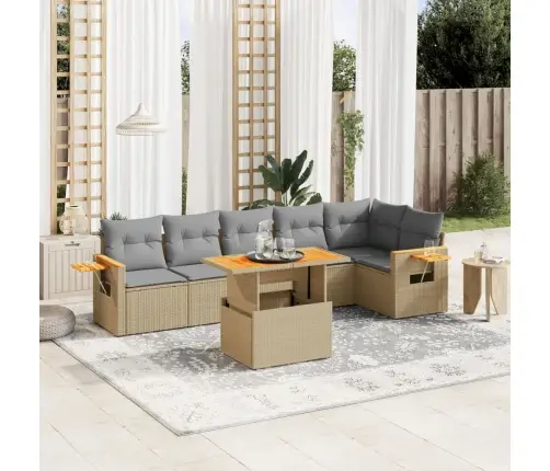 7-Osaline Aiadiivani Komplekt Patjadega, Beež, Polürotang