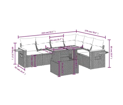 7-Osaline Aiadiivani Komplekt Patjadega, Must, Polürotang
