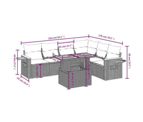 7-Daļīgs Dārza Dīvāna Komplekts, Matrači, Bēša Pe Rotangpalma Vidaxl