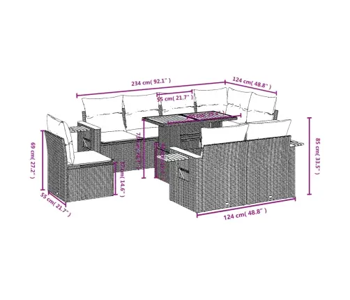 9-Osaline Aiadiivani Komplekt Patjadega, Must, Polürotang