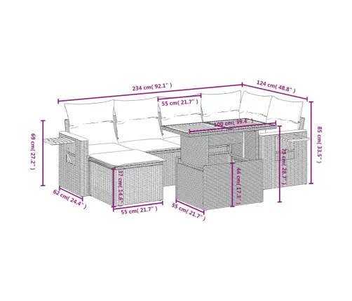 7-Daļīgs Dārza Dīvāna Komplekts Ar Matračiem, Melna Pe Vidaxl