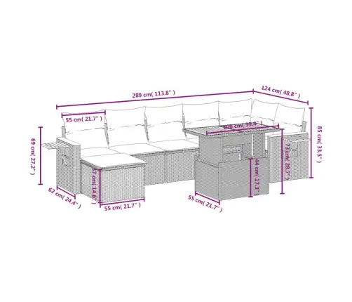 8-Osaline Aiadiivani Komplekt Patjadega, Must, Polürotang