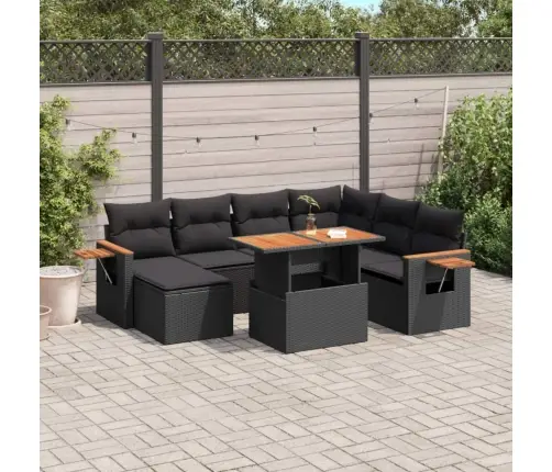 8-Osaline Aiadiivani Komplekt Patjadega, Must, Polürotang