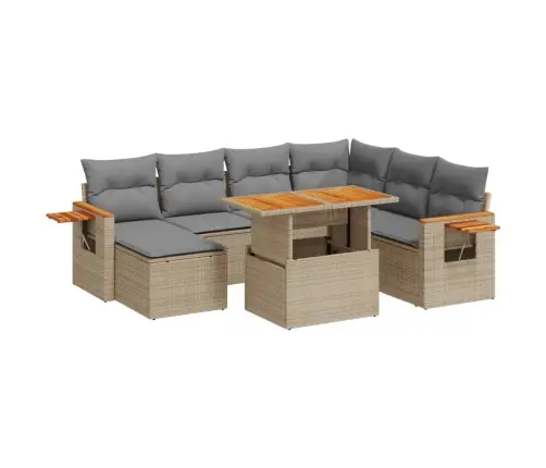 Sofos Komplektas Su Pagalvėlėmis, 8 Dalių, Smėlio, Poliratanas