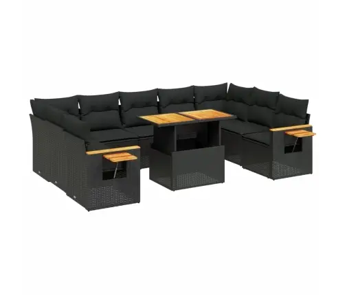 Sodo Komplektas Su Pagalvėlėmis, 10 Dalių, Juodas, Poliratanas