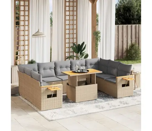 10-Osaline Aiadiivani Komplekt Patjadega, Beež, Polürotang