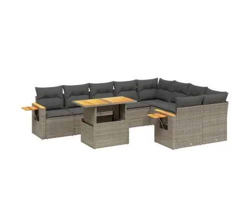 Sodo Komplektas Su Pagalvėlėmis, 10 Dalių, Pilkas, Poliratanas