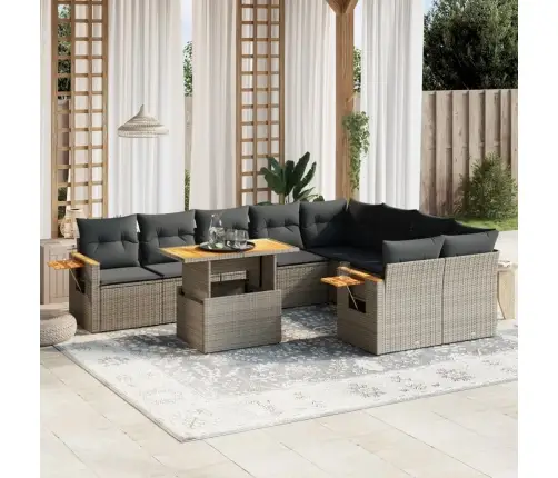 Sodo Komplektas Su Pagalvėlėmis, 10 Dalių, Pilkas, Poliratanas