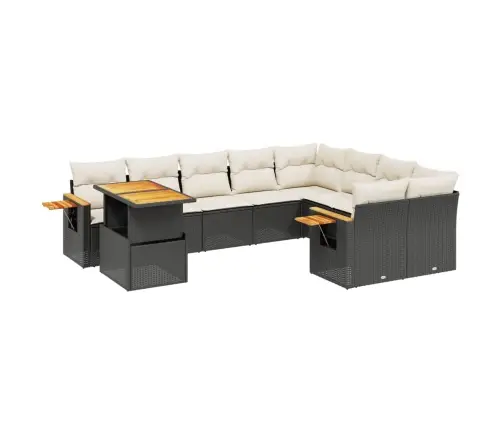 Sodo Komplektas Su Pagalvėlėmis, 10 Dalių, Juodas, Poliratanas