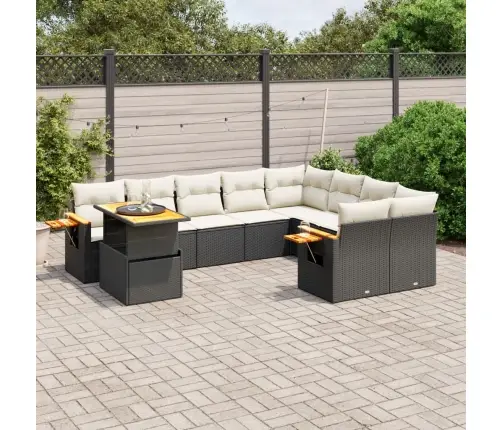 Sodo Komplektas Su Pagalvėlėmis, 10 Dalių, Juodas, Poliratanas