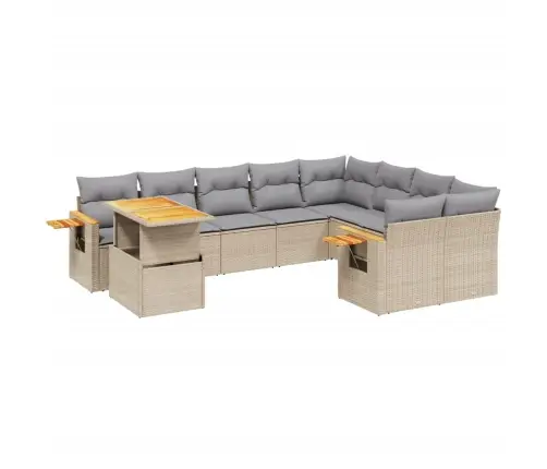 Sofos Komplektas Su Pagalvėlėmis, 10 Dalių, Smėlio, Poliratanas