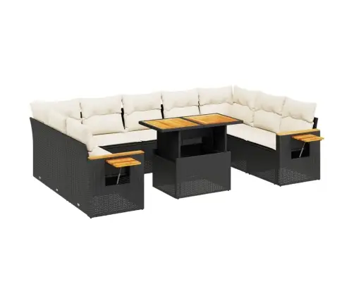 11-Daļīgs Dārza Dīvāna Komplekts, Matrači, Melna Pe Rotangpalma Vidaxl